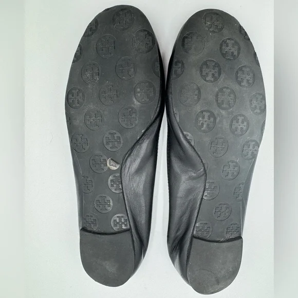 Tory Burch Black Flats with Gold Emblem - Picture 6 of 13